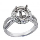 Pave Set, Halo Diamond Engagement Ring Setting 
